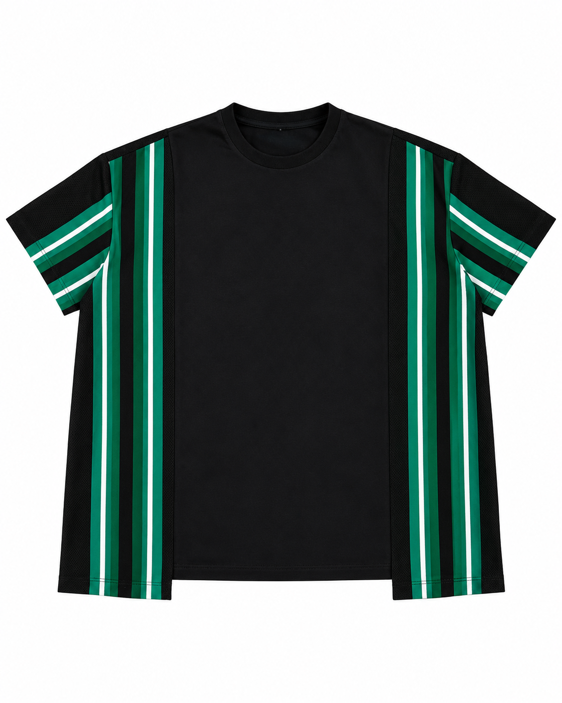 PLAYERA NEGRA CON RAYAS VERDES
