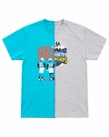 PLAYERA MITAD AQUA Y GRIS