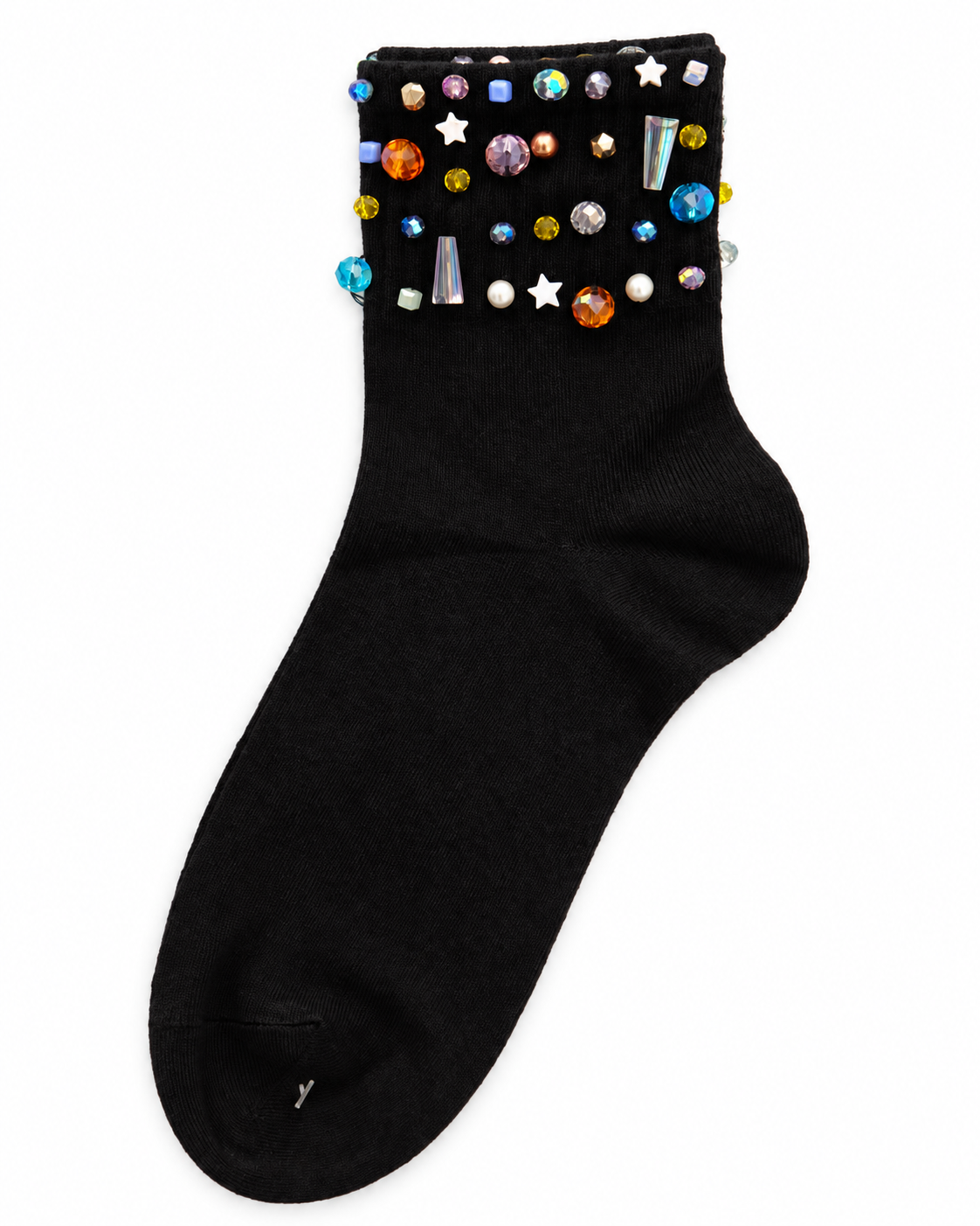 CALCETINES NEGROS BORDADOS CON PEDRERIA