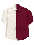 CAMISA MITAD BEIGE Y VINO