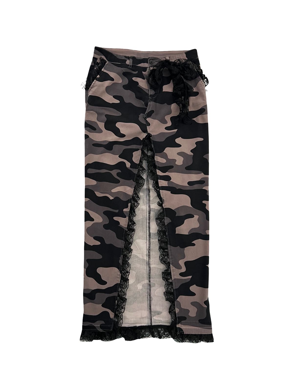 MAXI FALDA DE TUBO MILITAR GRIS Y NEGRO