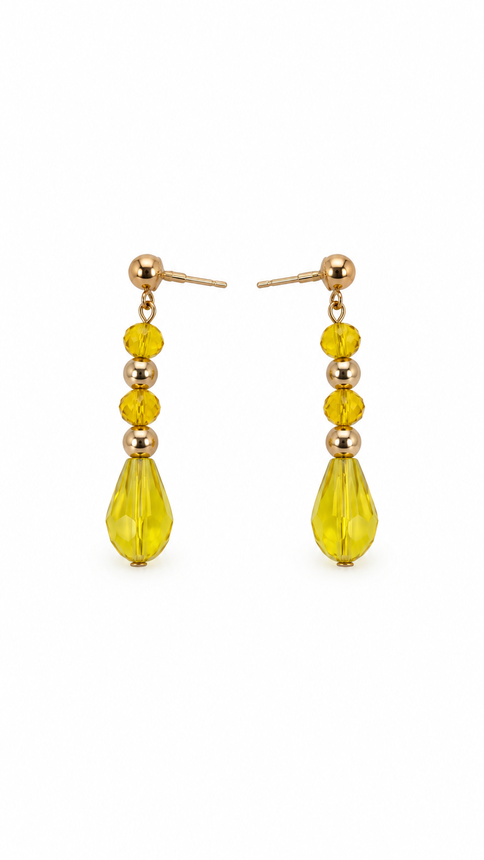 ARETES GOTA AMARILLA DE CRISTAL
