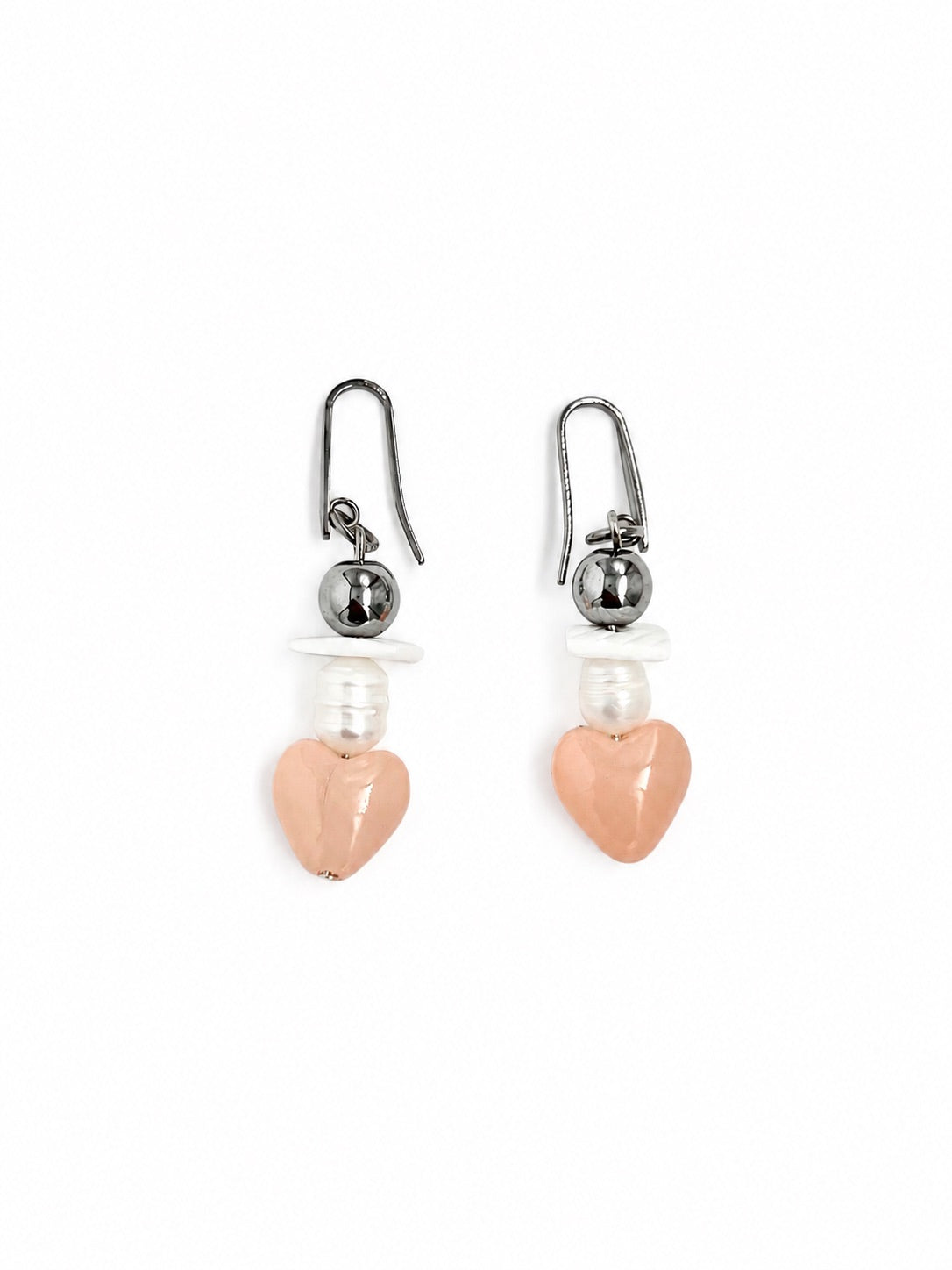 ARETES CORAZÓN MURANO, PERLA Y CONCHA