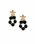 ARETES MAXI PERLA NEGRA Y BROCHE DE FLOR