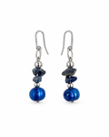 ARETES DE CUARZO Y PERLA AZUL