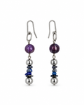 ARETES MIX MINERALES Y PERLA AZUL