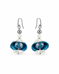 ARETES DE CONCHA AZUL CON CRISTAL, PERLA Y ACERINA