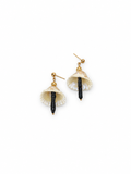 ARETES BROQUEL DE CONCHA Y PERLA DE GUSANO