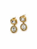 ARETES DORADOS CON DOBLE CRISTAL