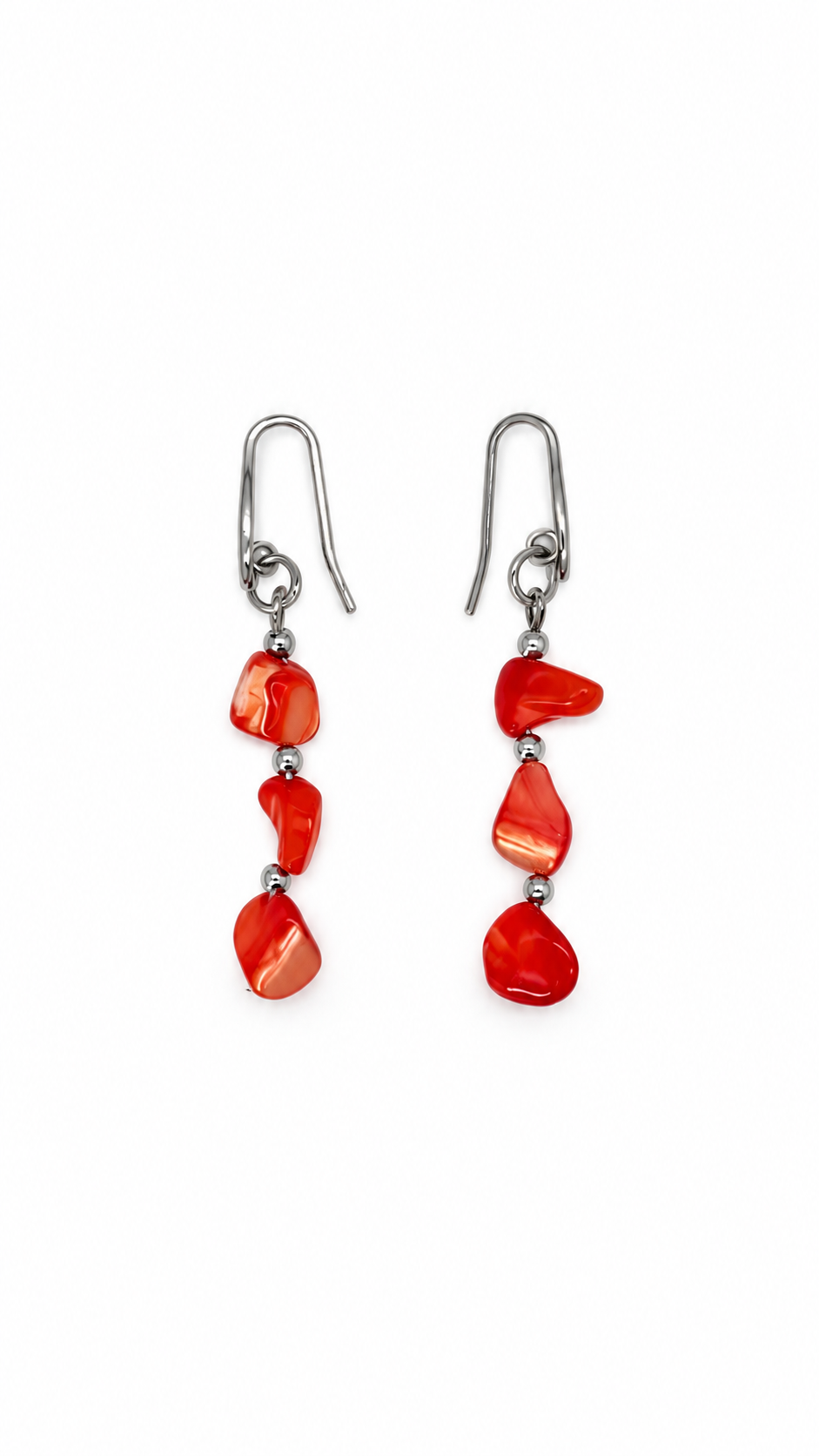 ARETES MADRE PERLA ROJOS