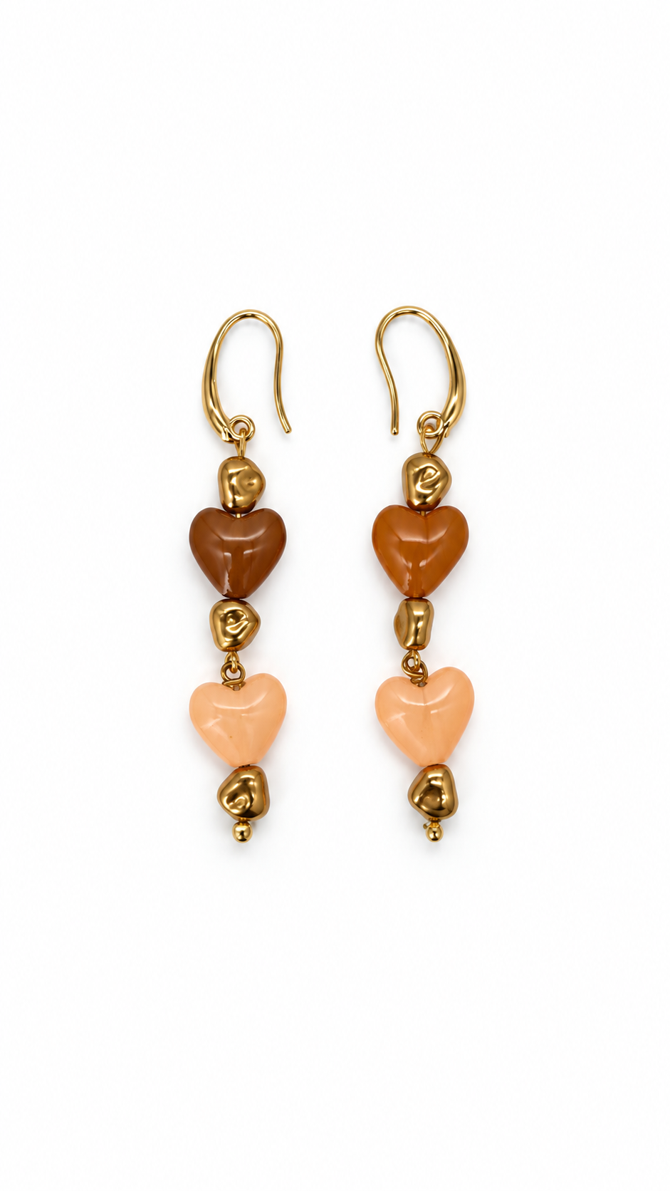 ARETES DE MURANO EN FORMA DE CORAZÓN CAFÉ