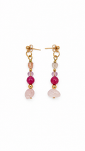 ARETES CON CUARZO BLANCO Y AGATA ROSA