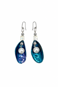 ARETES DE MEJILLÓN AZUL CON PLASTIPERLA BLANCA Y ACERINA