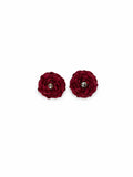 ARETES ARTESANOS FLOR CAMELIA ROJOS