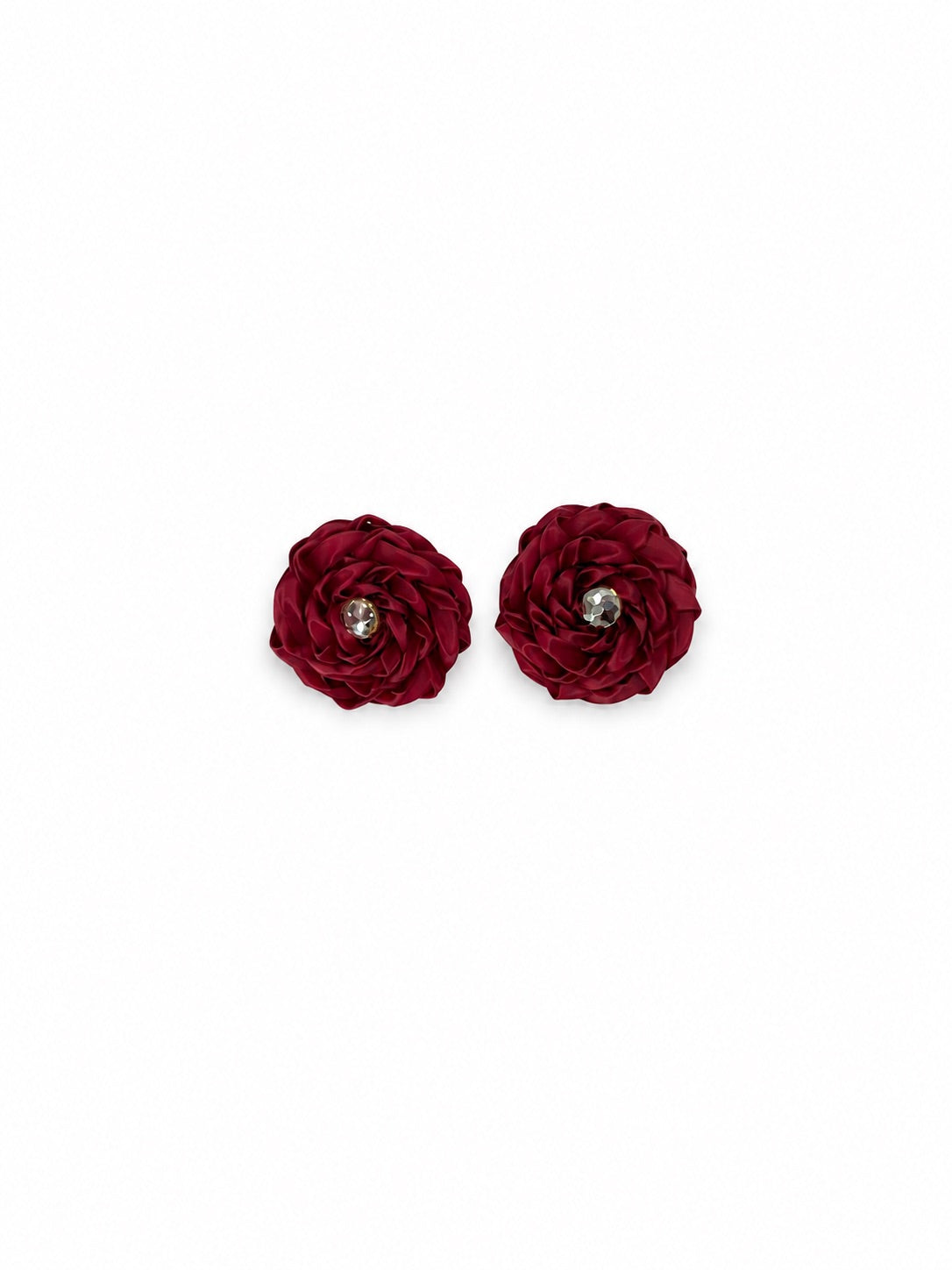 ARETES ARTESANOS FLOR CAMELIA ROJOS