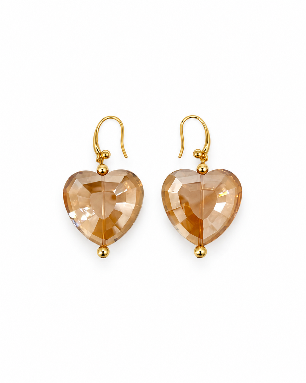 ARETES DE CRISTAL CHUNKY EN FORMA DE CORAZÓN