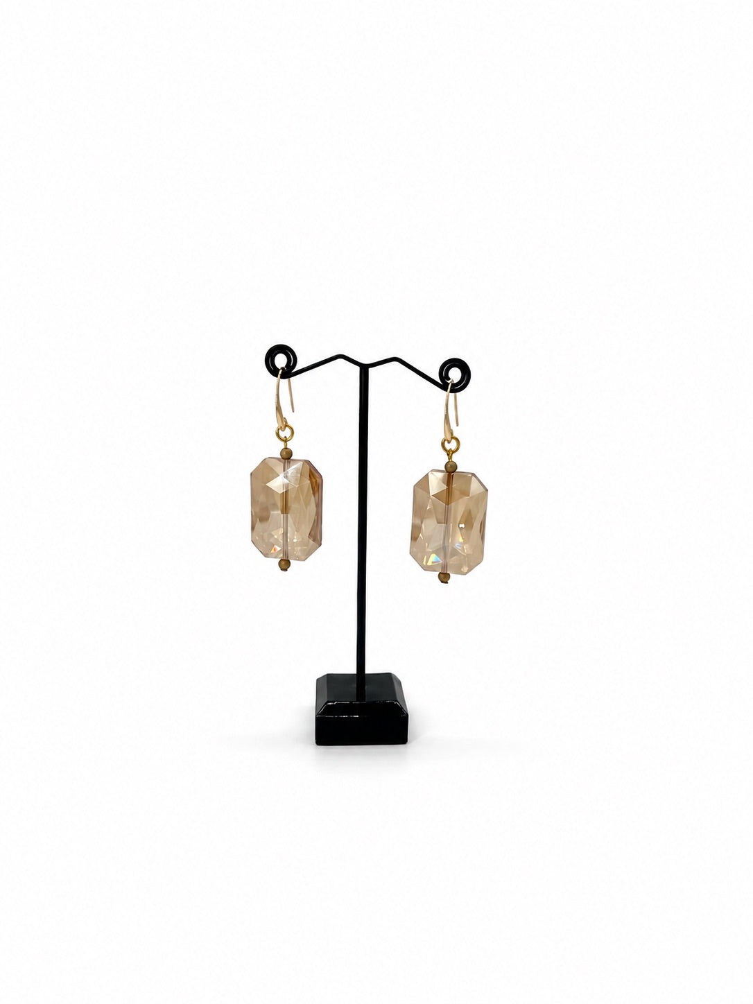 ARETES DE CRISTAL CUADRADOS CAFÉ