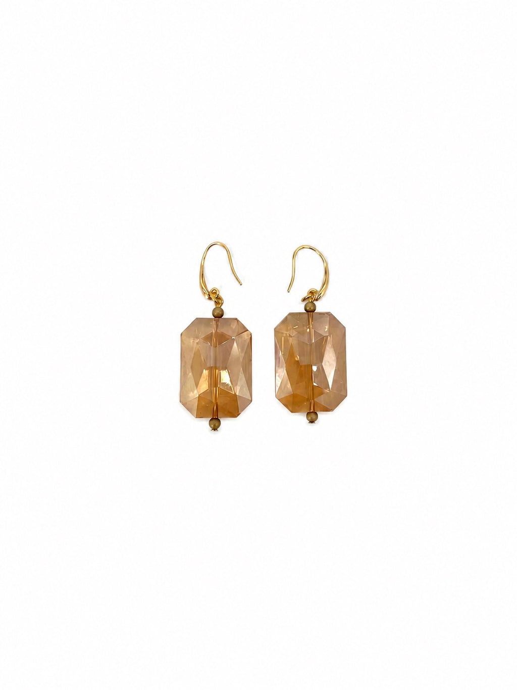 ARETES DE CRISTAL CUADRADOS CAFÉ