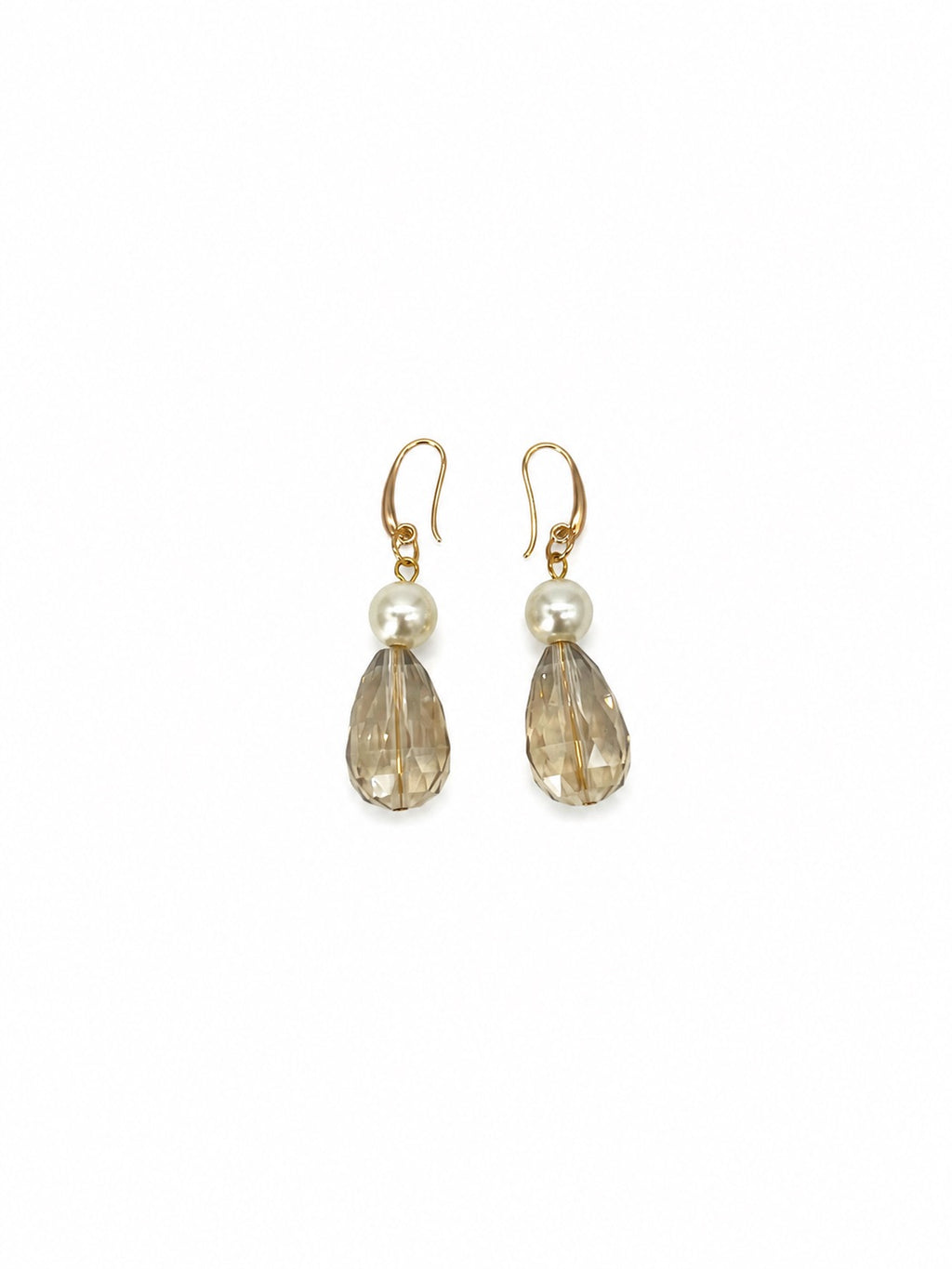 ARETES GOTA DE CRISTAL CON PLASTIPERLA BLANCA