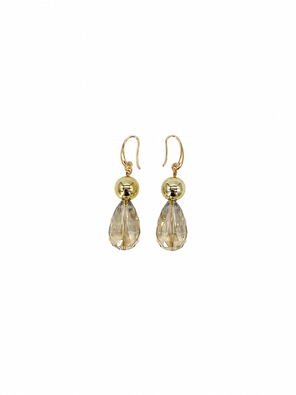 ARETES GOTA DE CRISTAL CON PLASTIPERLA DORADA