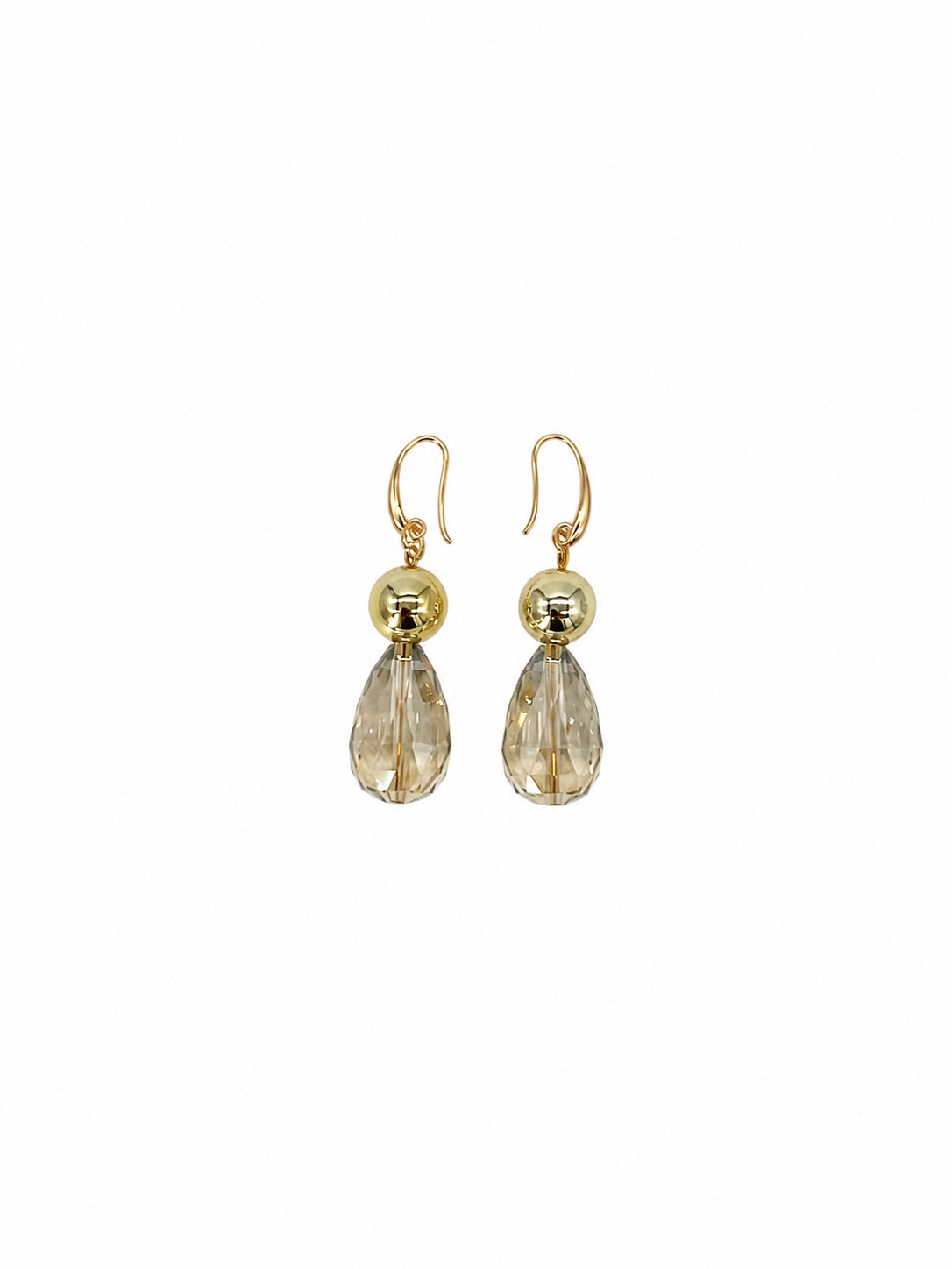 ARETES GOTA DE CRISTAL CON PLASTIPERLA DORADA