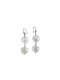 ARETES DOBLE CORAZÓN DE CRISTAL BLANCOS