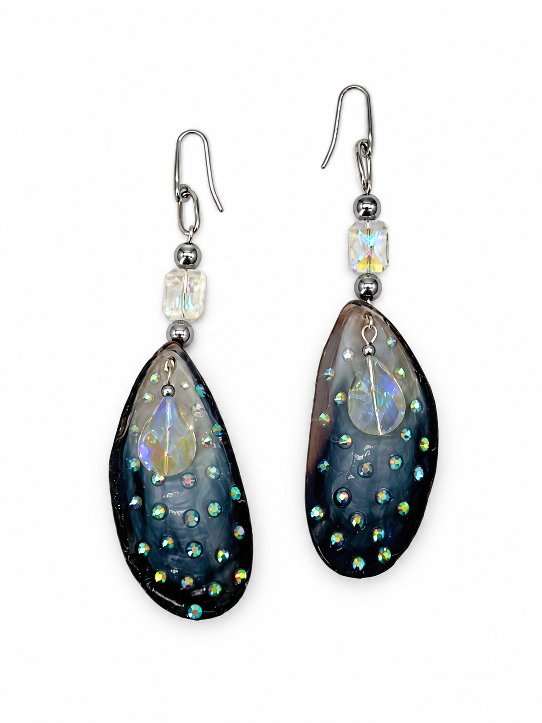 ARETES DE MEJILLÓN NATURALES CON INCRUSTACIÓN DE CRISTAL SWAROVSKI
