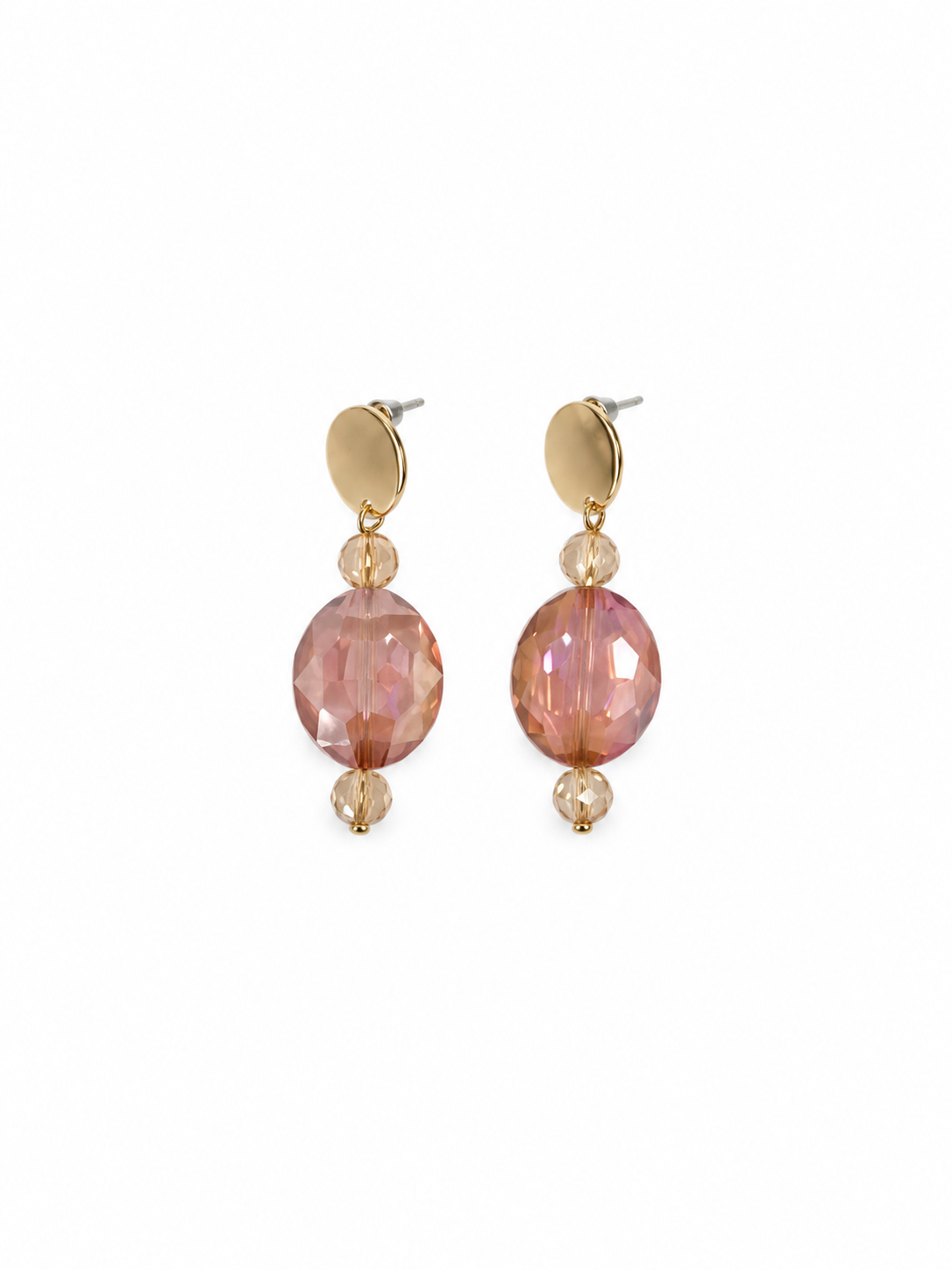 ARETES DE CRISTAL ROSA MEDIANOS SENCILLOS