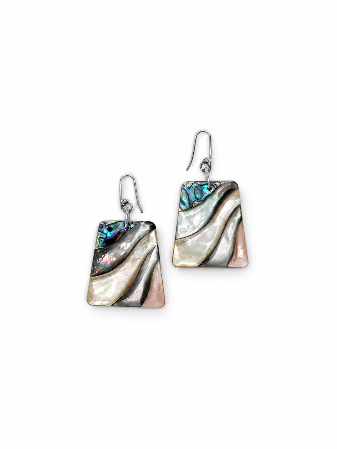 ARETES TRAPECIO DE MADRE PERLA MULTICOLOR