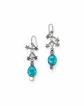 ARETES CASCADA DE ESTRELLAS  Y CRISTAL AZUL AQUA