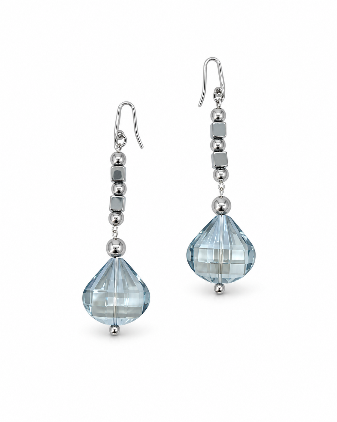 ARETES ACERINA DE CUBOS Y DIAMANTE DE CRISTAL