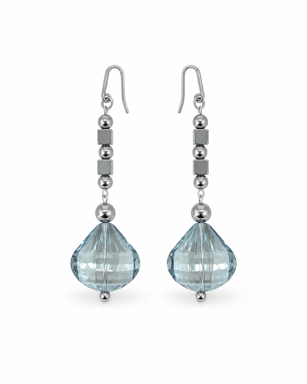 ARETES ACERINA DE CUBOS Y DIAMANTE DE CRISTAL