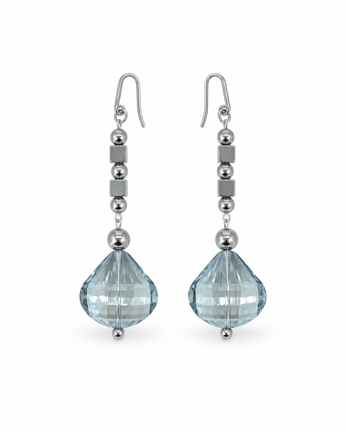 ARETES ACERINA DE CUBOS Y DIAMANTE DE CRISTAL