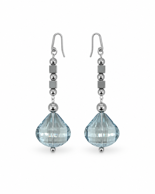 ARETES ACERINA DE CUBOS Y DIAMANTE DE CRISTAL