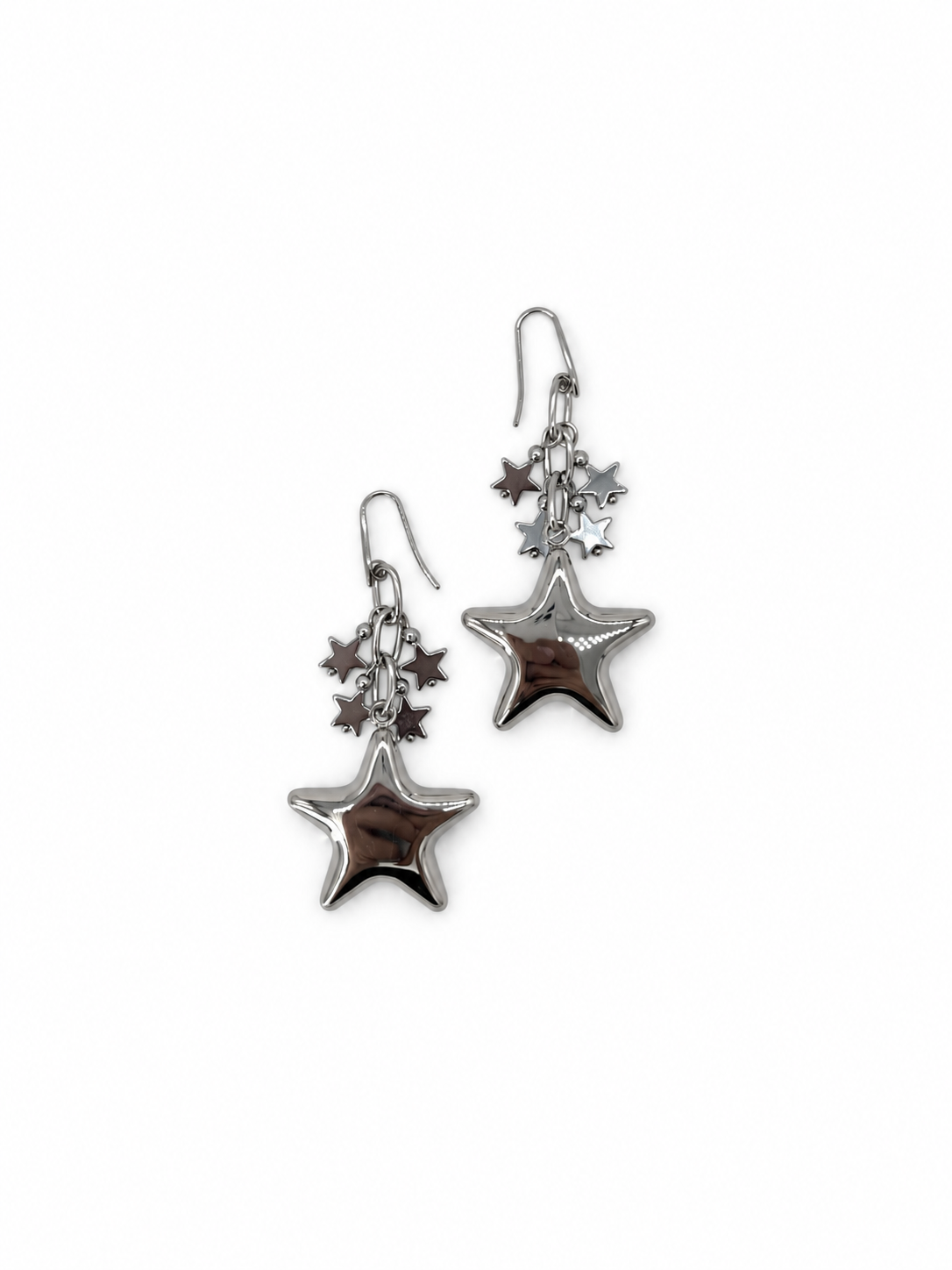 ARETES DE CASCADA DE ESTRELLAS CON ESTRELLAS DE ACERO INOX