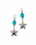 ARETES CRISTAL AZUL AQUA CON ESTRELLA DE ACERO INOX