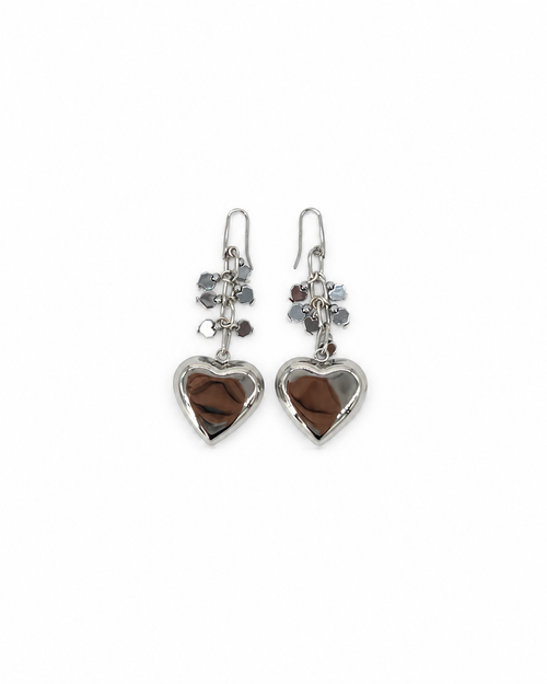 ARETES CASTACADA DE CORAZONES CON CORAZÓN DE ACERO INOX