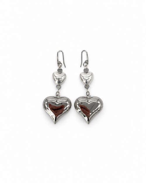 ARETES CORAZÓN BLANCO Y CORAZÓN CHUNKY DE ACERO INOX