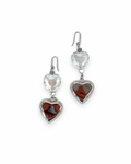 ARETES CORAZÓN DE CRISTAL Y CORAZÓN CHUNKY DE ACERO INOX