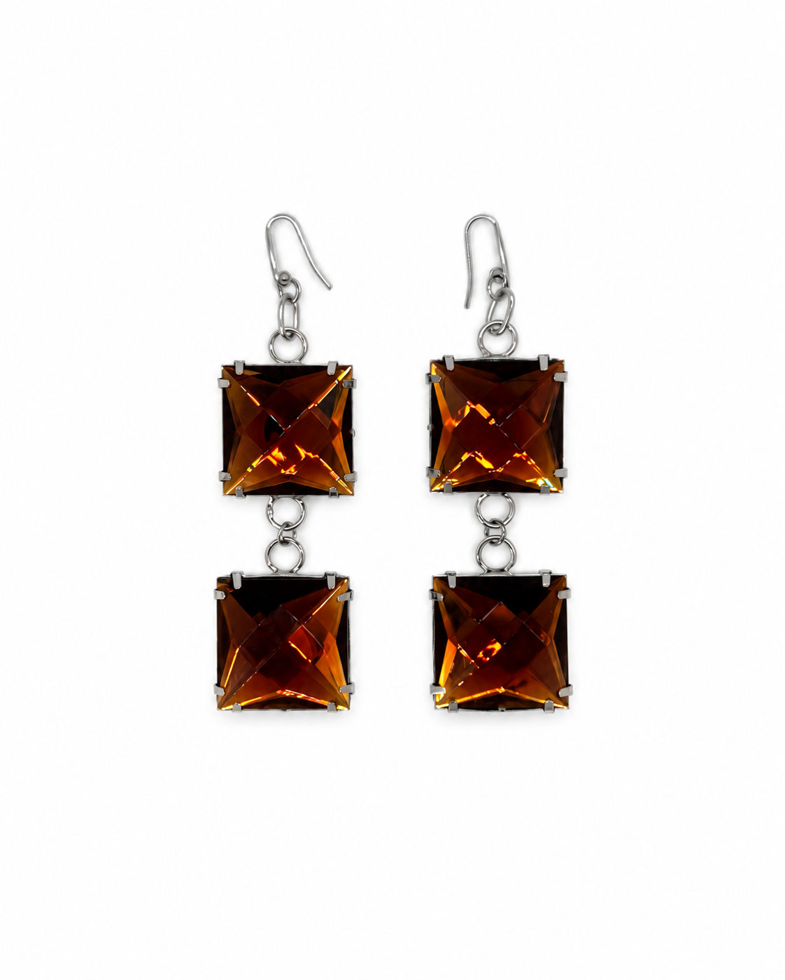 ARETES DOBLE CUADRO CHUNKY CAFÉS