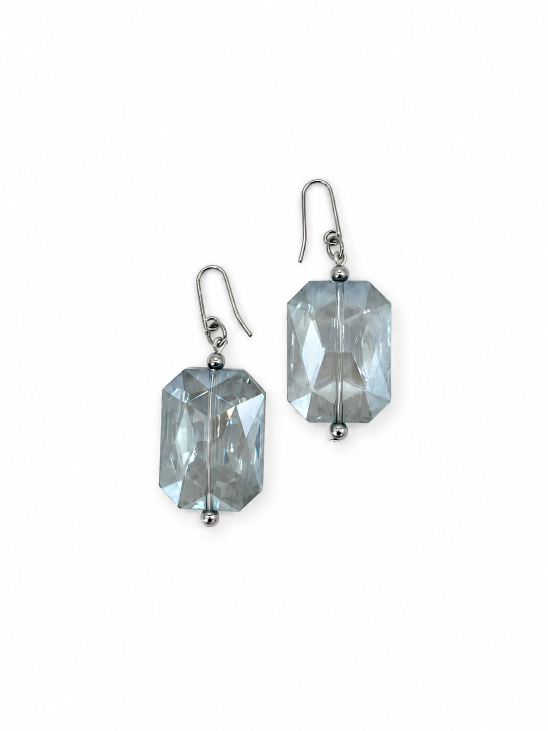 ARETES DE CRISTAL RECTANGULAR GRIS