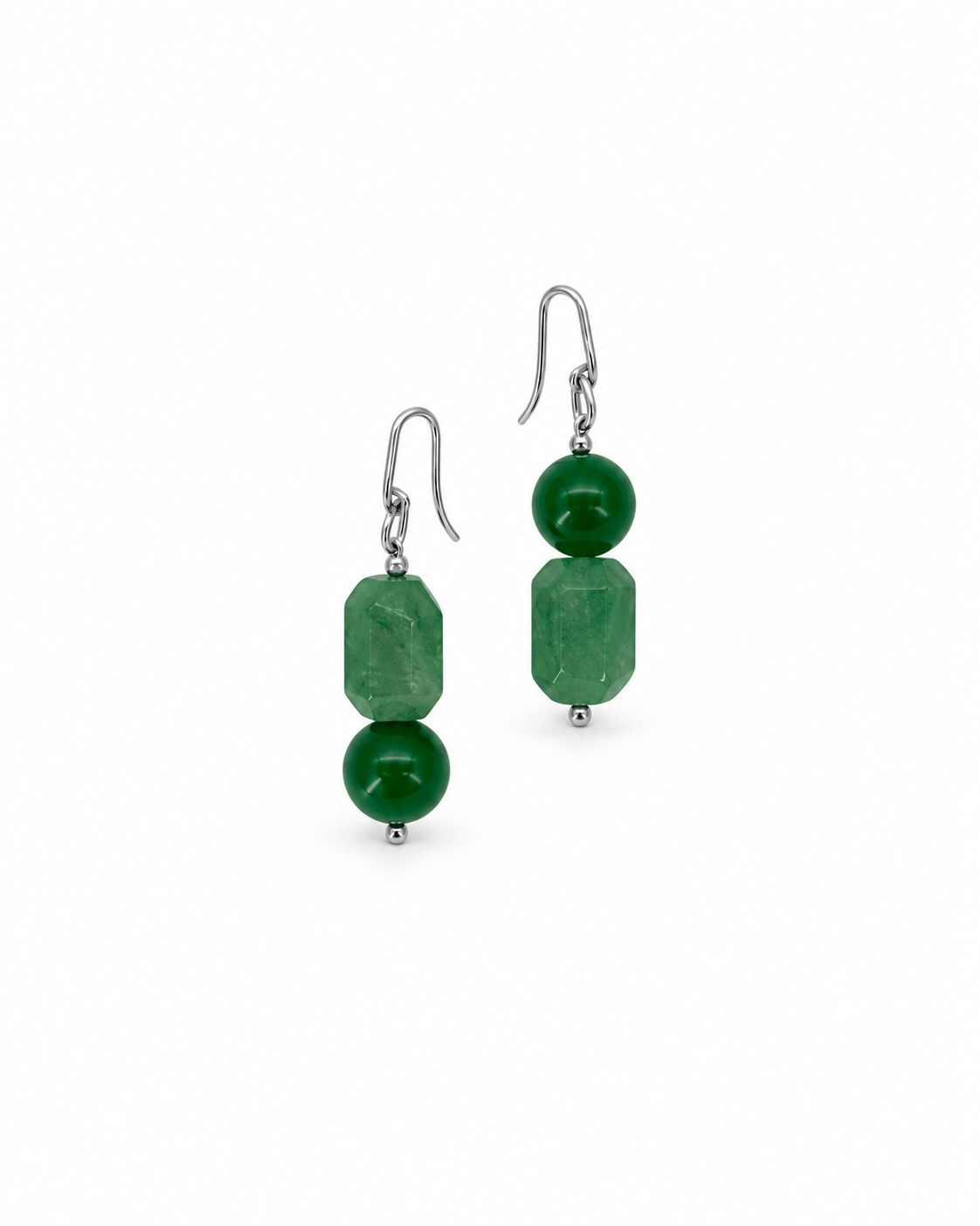 ARETES DE VENTURINA Y JADE VERDE