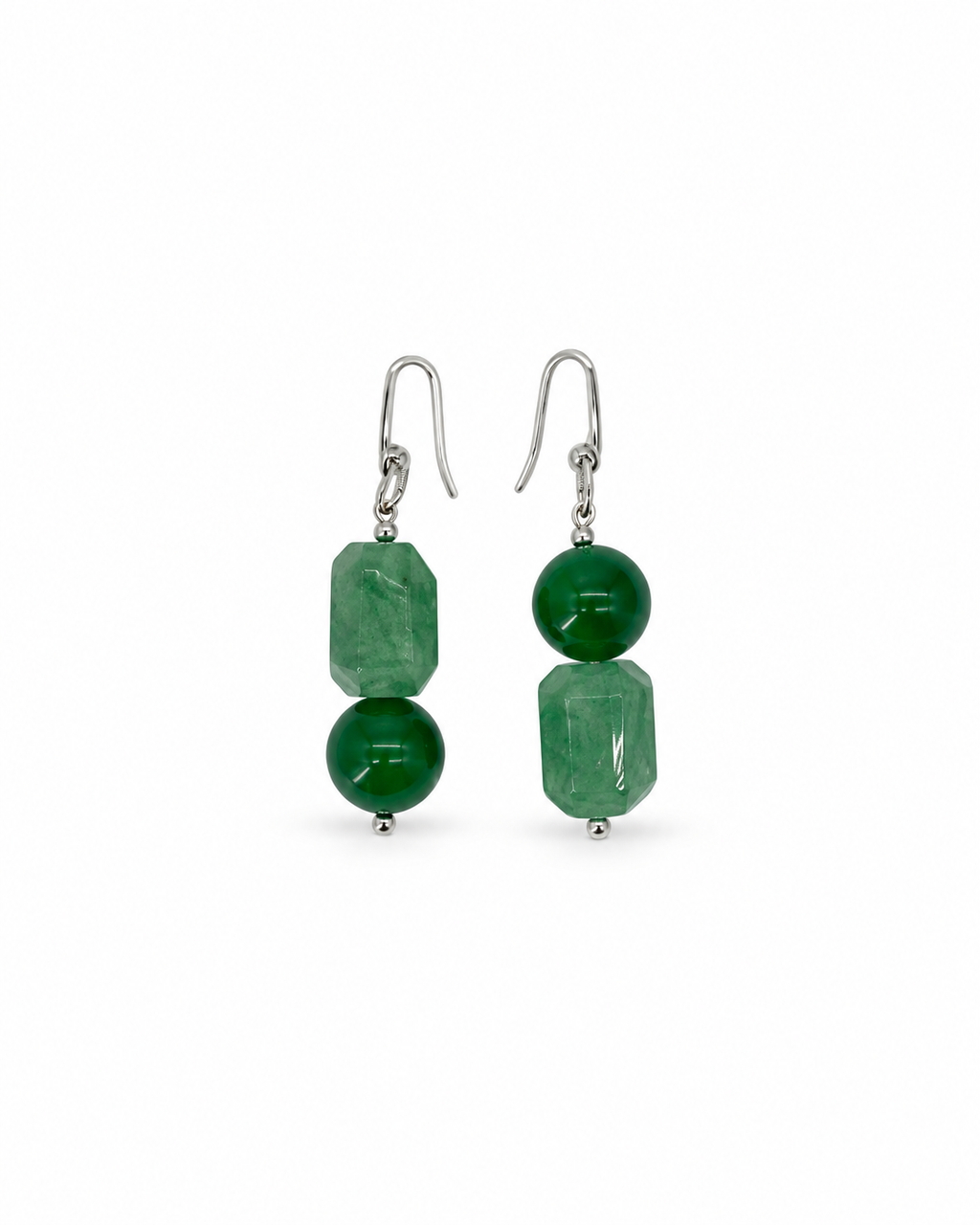 ARETES DE VENTURINA Y JADE VERDE