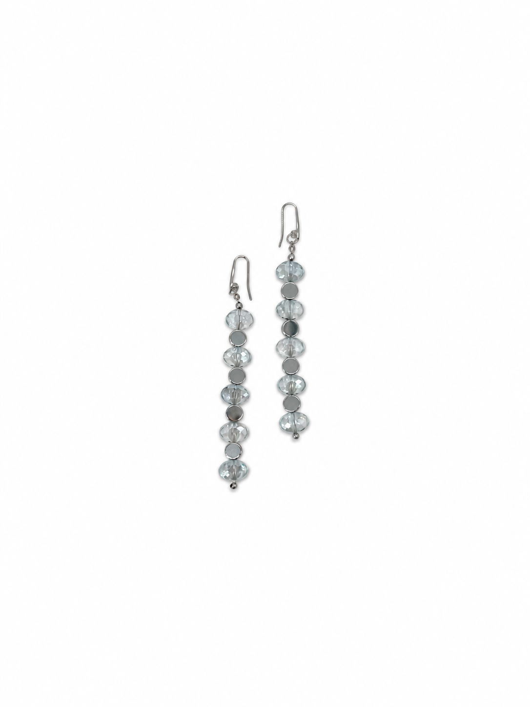 ARETES LARGOS CRISTAL SWAROVSKI AZUL Y LUNETA DE ACERINA