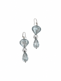 ARETES MAXIARETES DE CRISTAL AZUL GOTA Y PLASTIPERLA PLATEADA