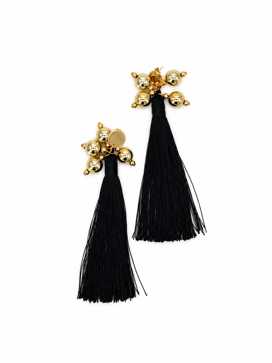 THE BLACK AND GOLD TASSEL EARRINGS