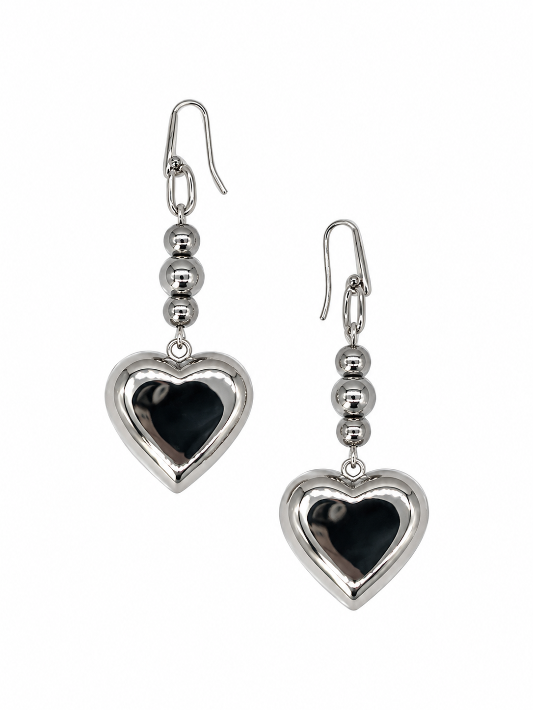 ARETES DE CORAZÓN CHICO Y ACERINA SEMI LARGOS