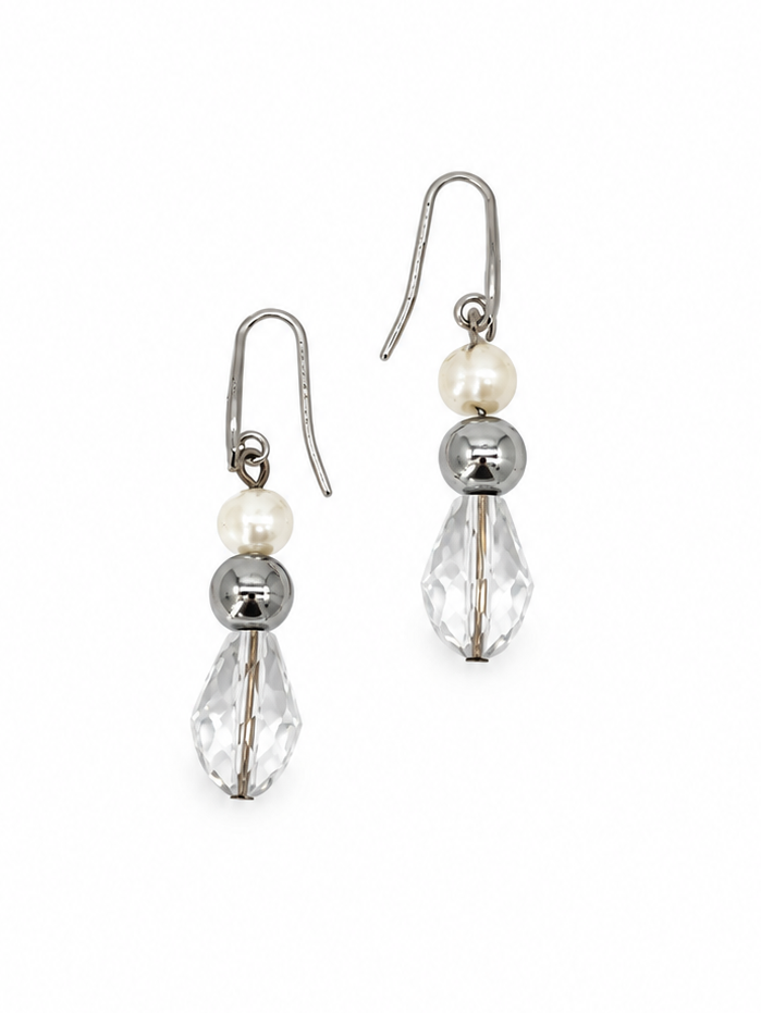 ARETES GOTA CRISTAL, PERLA Y ACERINA