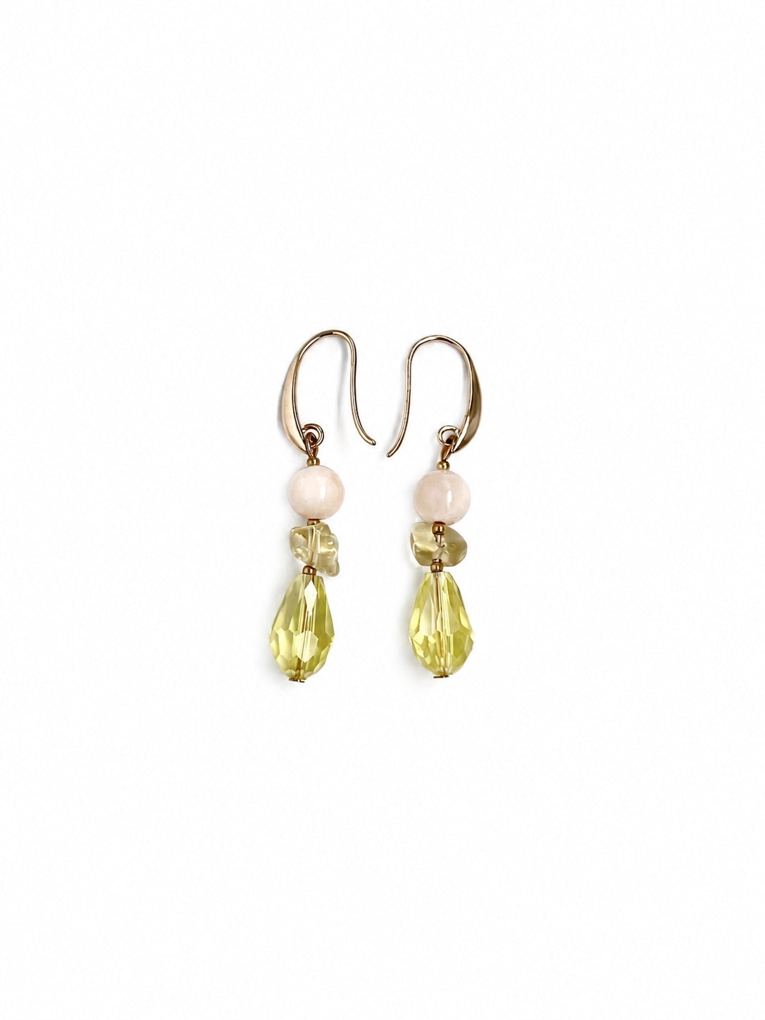 ARETES DE AGATA MINI CON GOTA AMARILLA CRISTAL