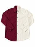 CAMISA MITAD VINO Y BEIGE